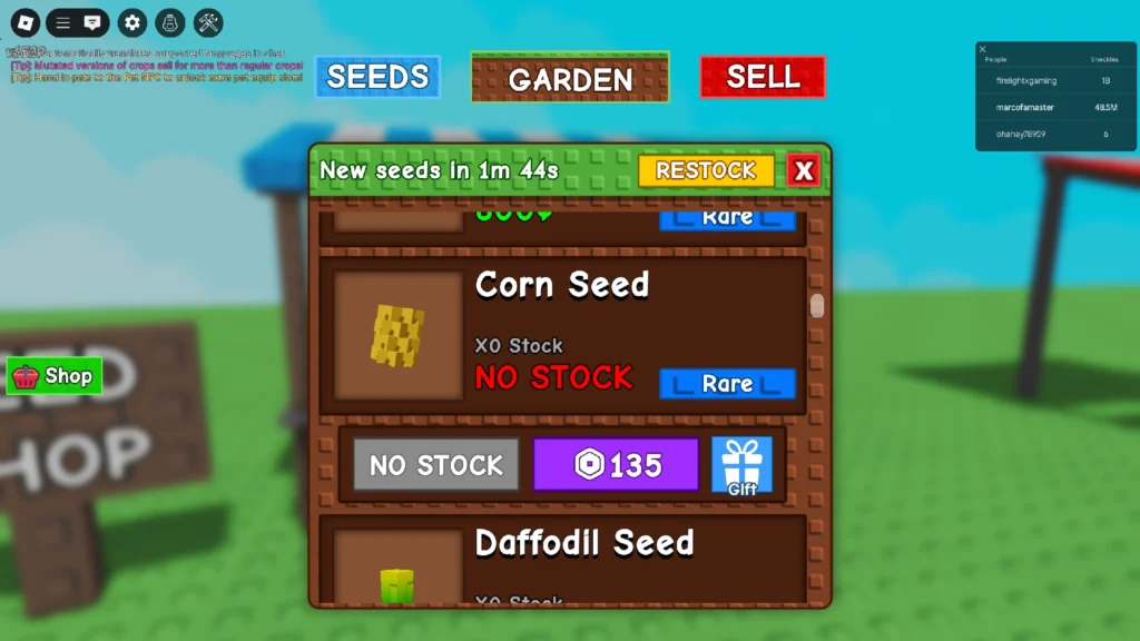 grow a garden farming simulator seed vendor